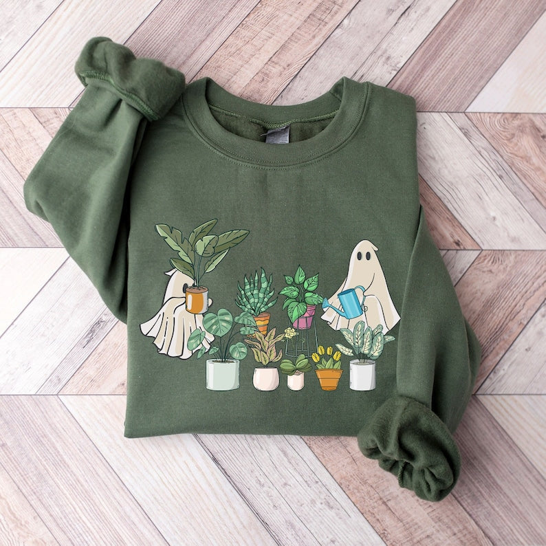 Halloween Ghost Plant Lady Sweatshirt