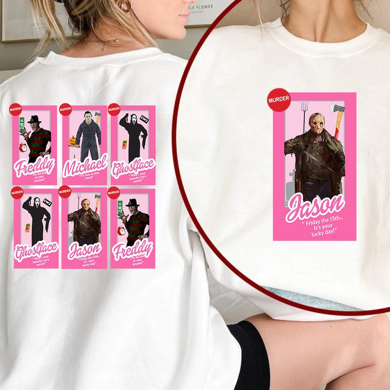 Horror Characters Halloween Barbie Sweatshirt