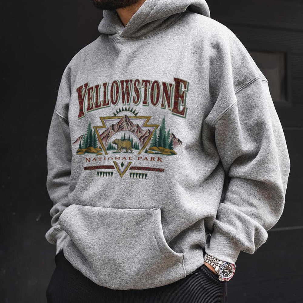 Men's Yellow Stone National Park Print Vintage Sweatshirt