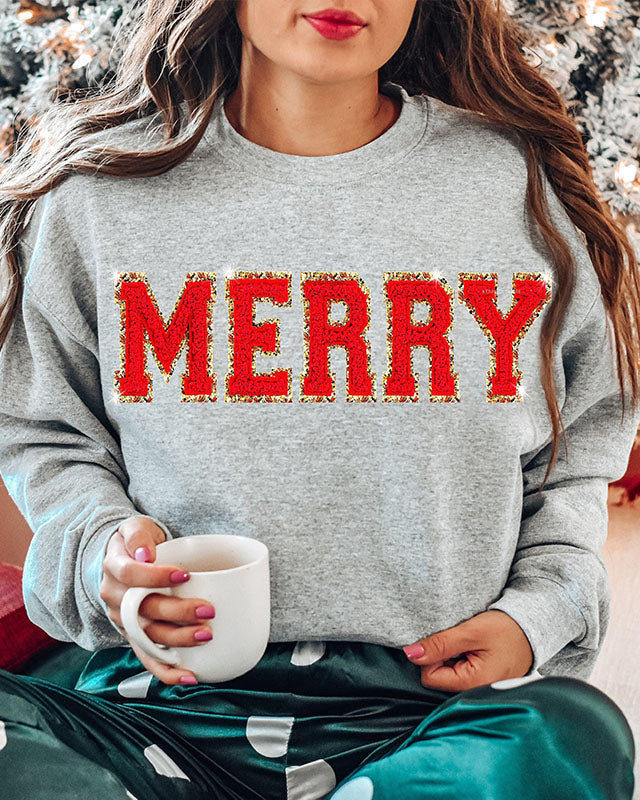 Chenille Patch Christmas Sweatshirt