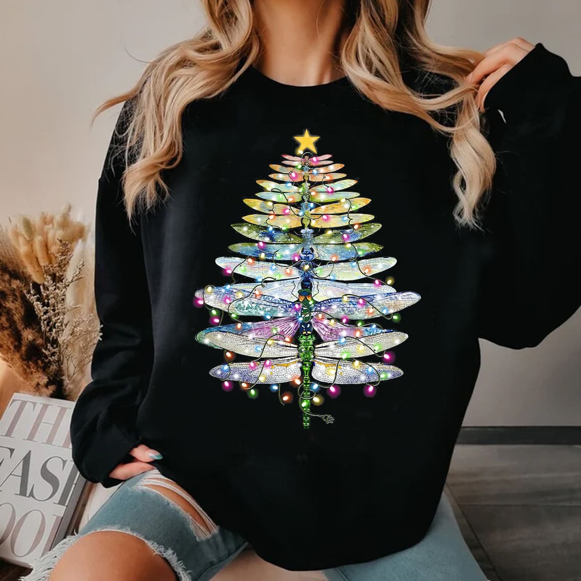 Dragonfly Christmas Light Sweatshirt