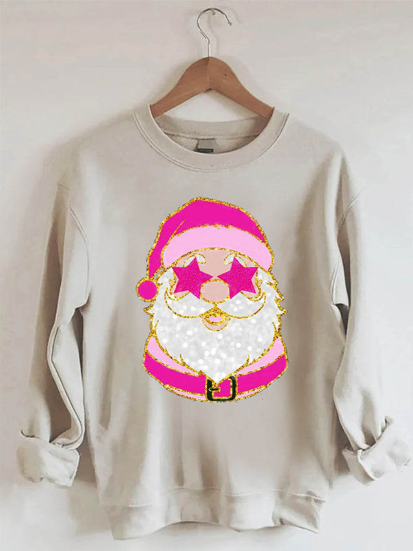 Santa with Pink Sunglasses Trendy Sweatshirt